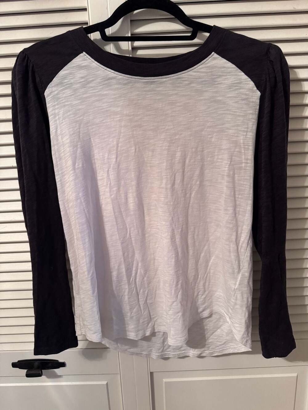 Veronica Beard Jeans White and Black Raglan Puff Sleeve Top Size M